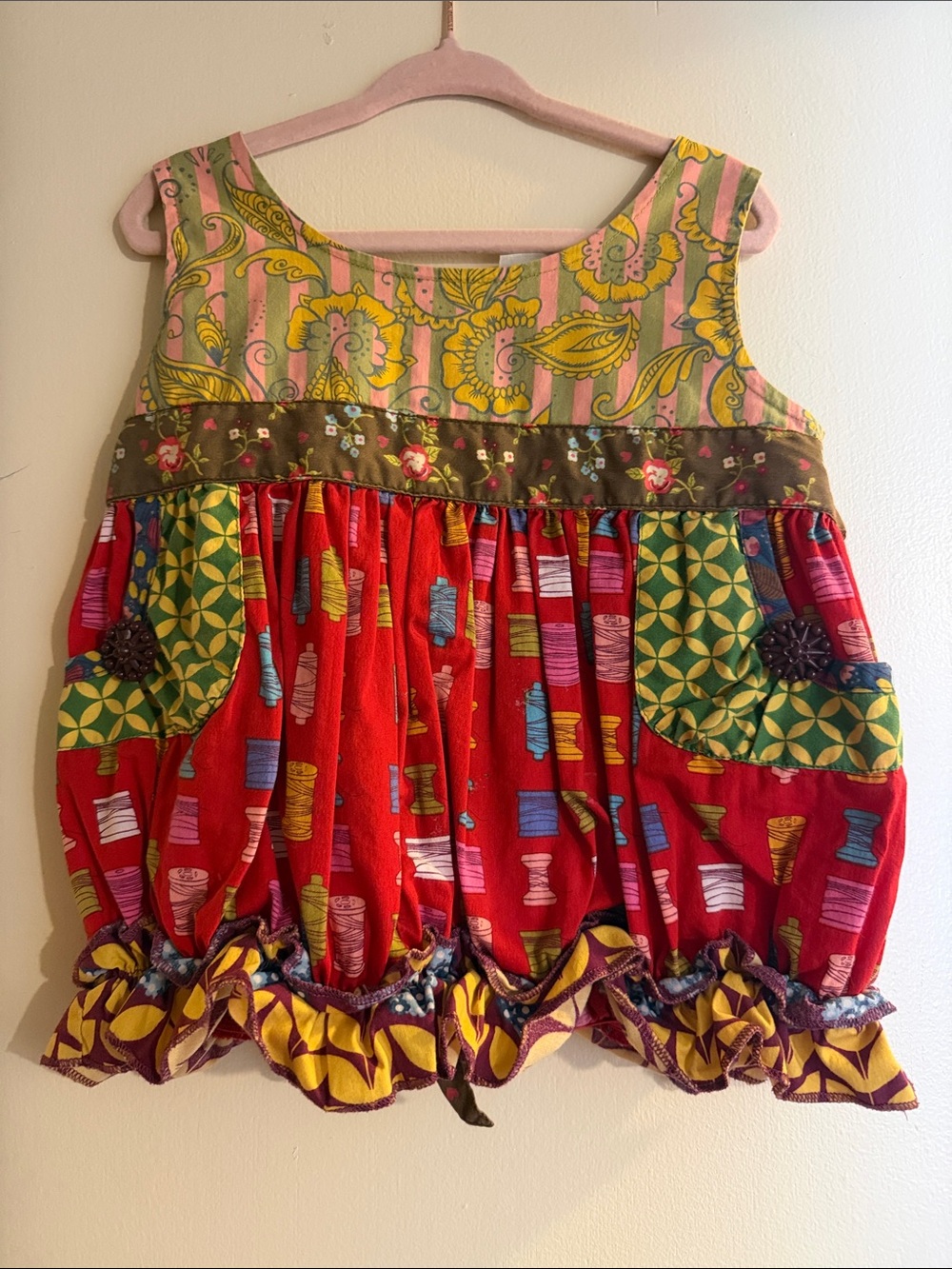 Matilda Jane Red, Pink, Yellow & Green Patchwork Dress